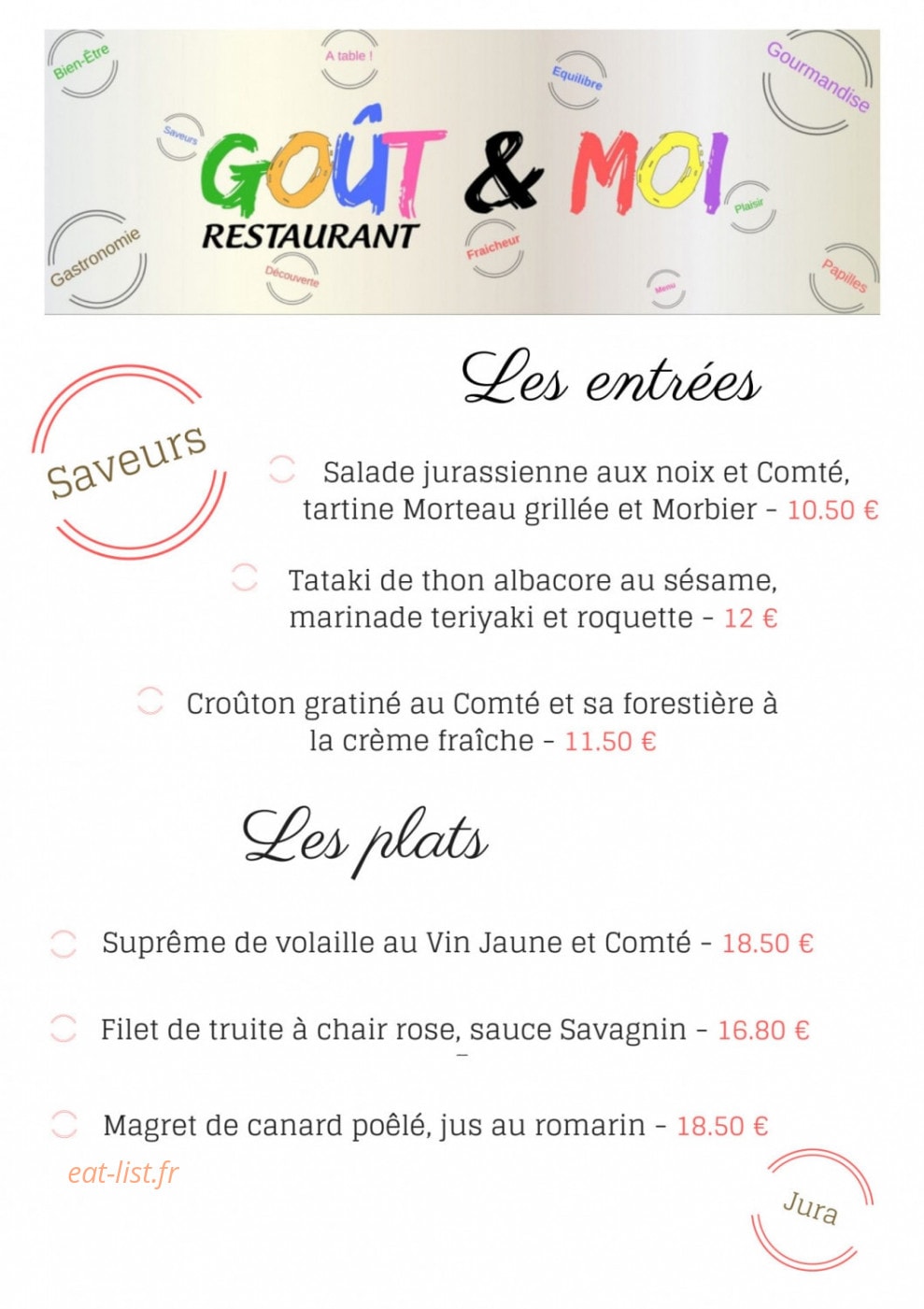 Goût & Moi — carte page 1