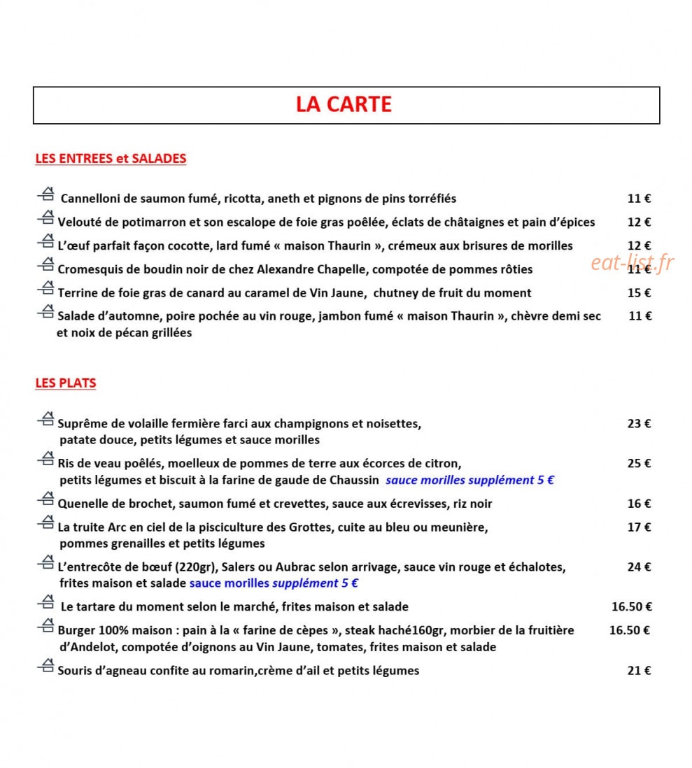 Restaurant Brasserie des Bains — carte page 1