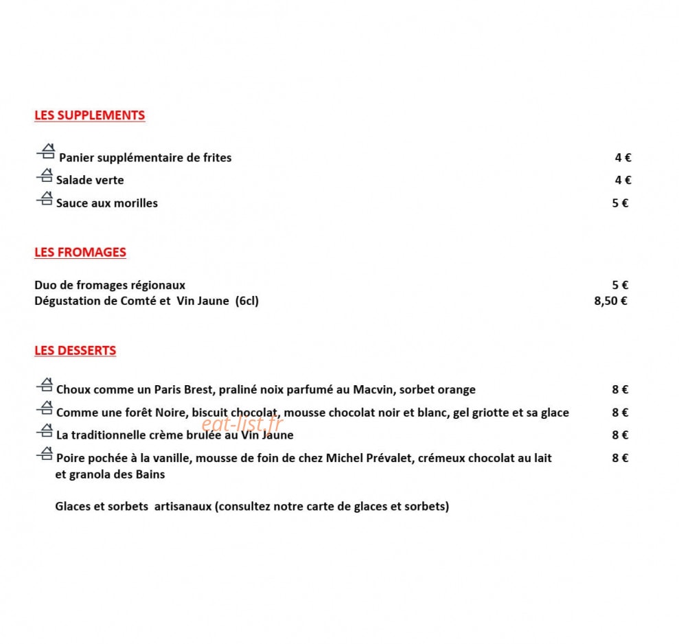 Restaurant Brasserie des Bains — carte page 2