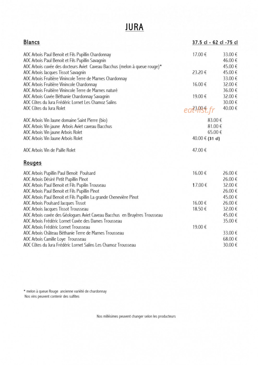 Restaurant Brasserie des Bains — carte page 5