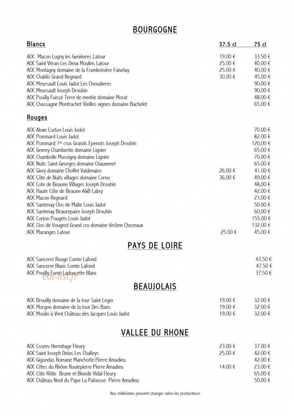 Restaurant Brasserie des Bains — carte page 6
