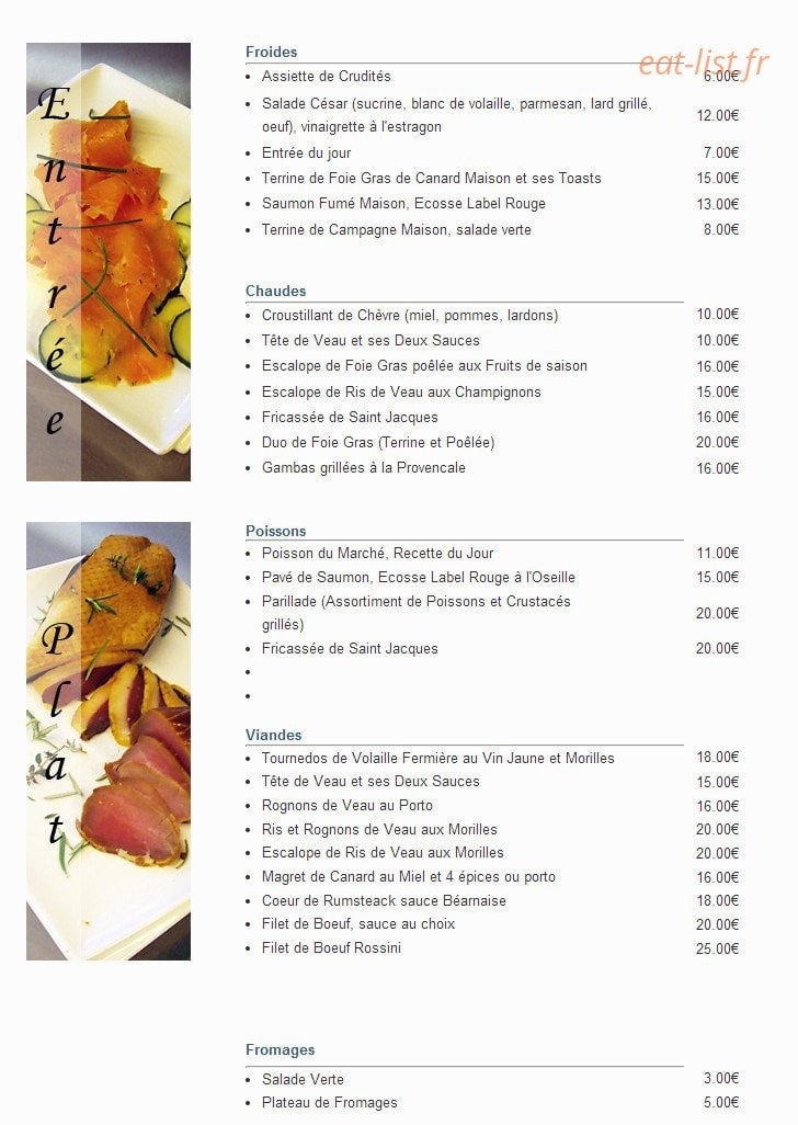 Le Relais Saint Jean — carte page 1