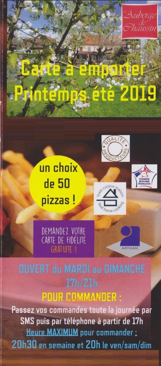 Auberge de Chaussin — carte page 1