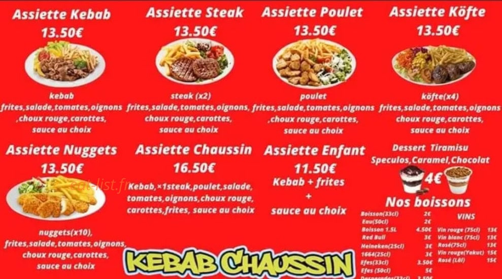 Kebab Chaussin — carte page 2