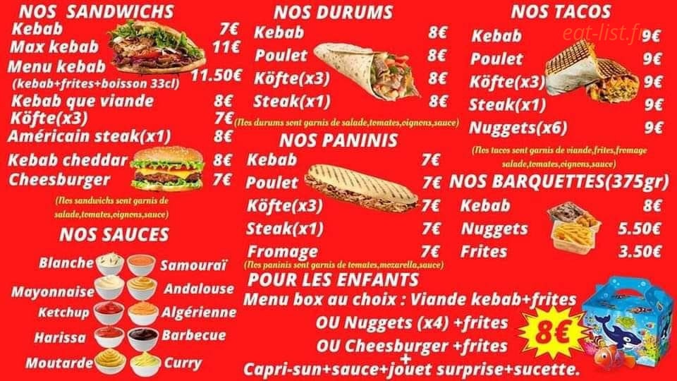 Kebab Chaussin — carte page 1