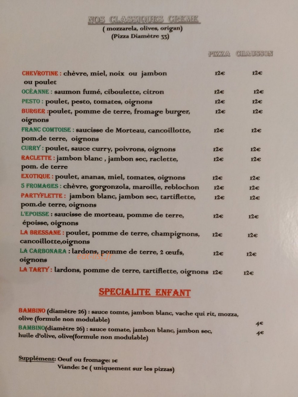 Raphael'o pizzas — carte page 2