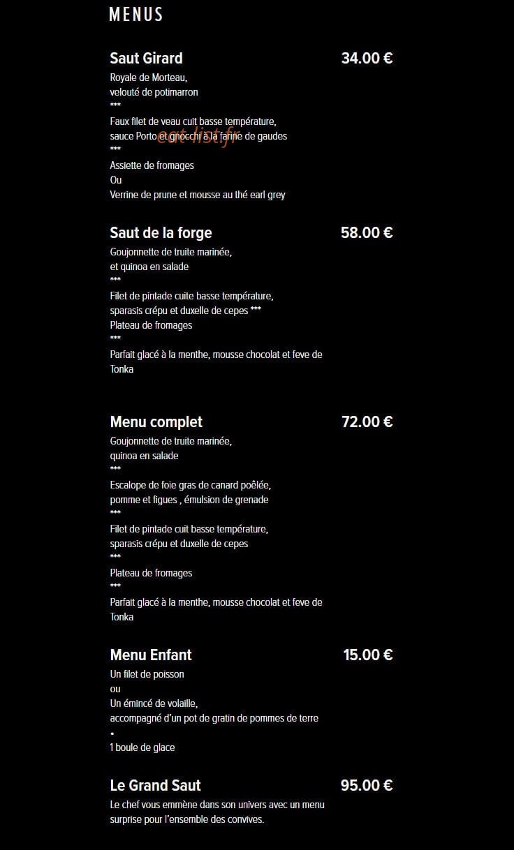 Auberge de la Poutre — carte page 2