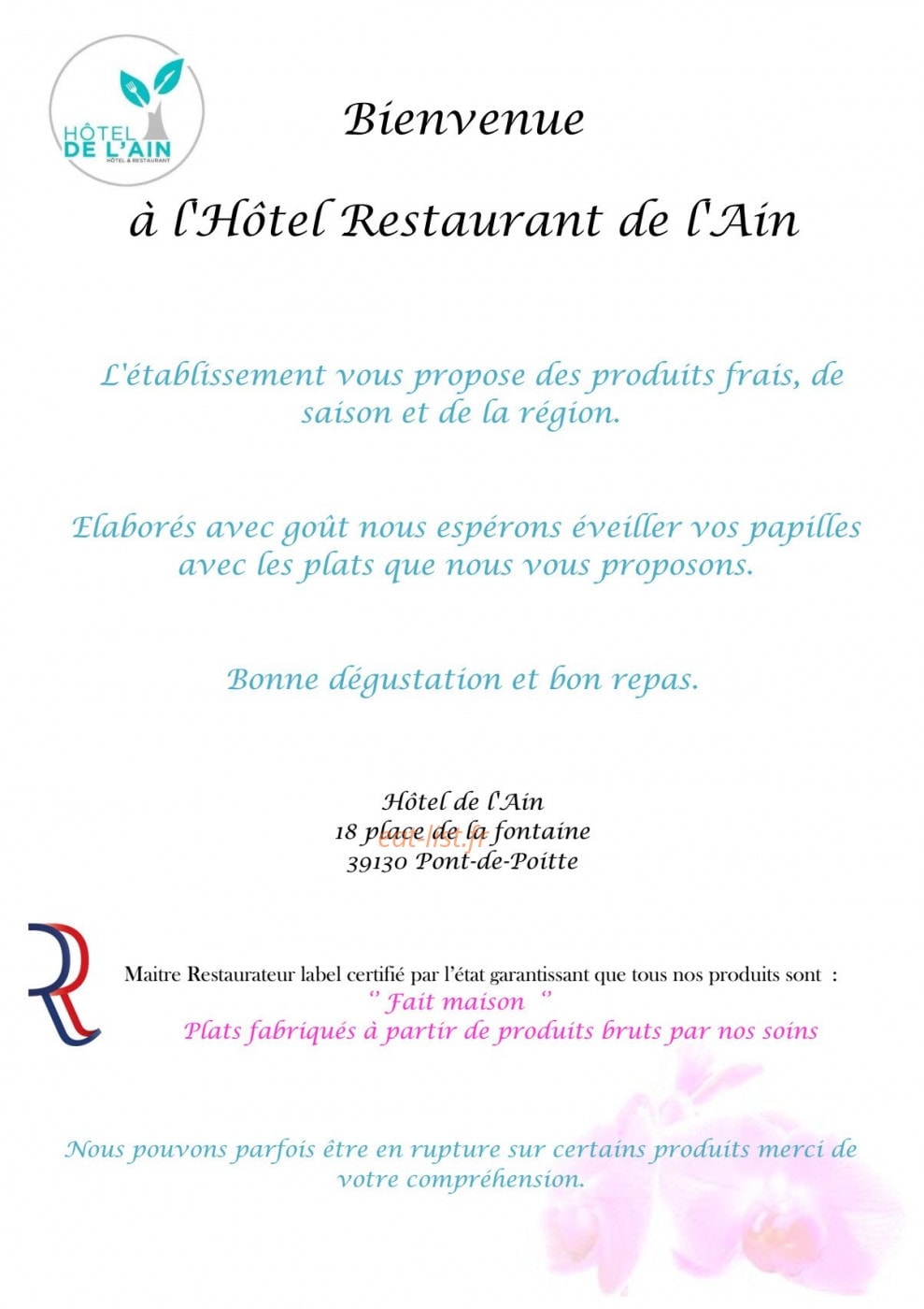 Hôtel de L'ain — carte page 1
