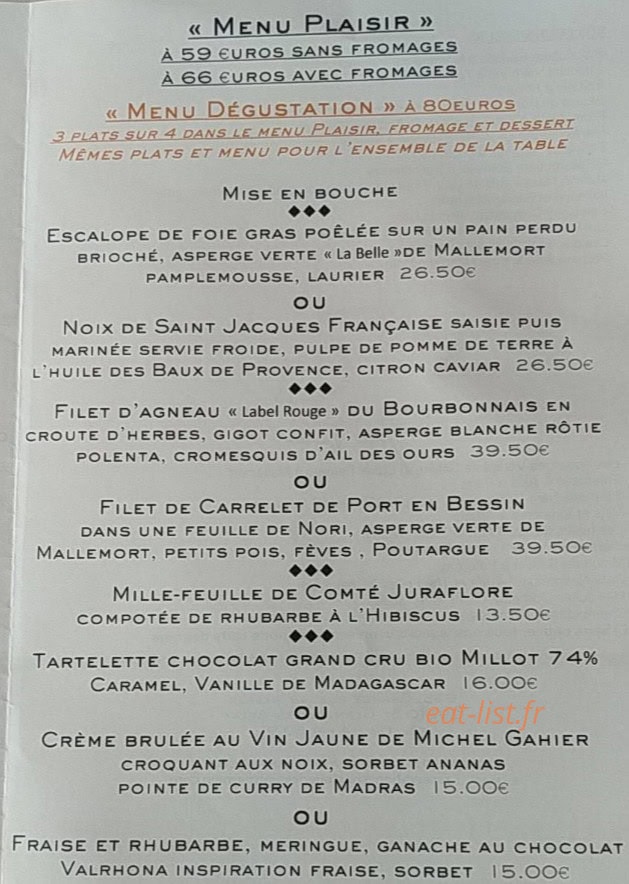 La table de Marc Tupin — carte page 1
