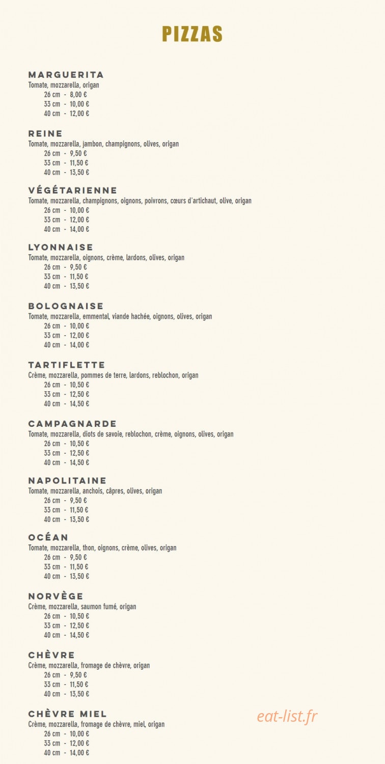 Pizza Chez Francesco et fils — carte page 1