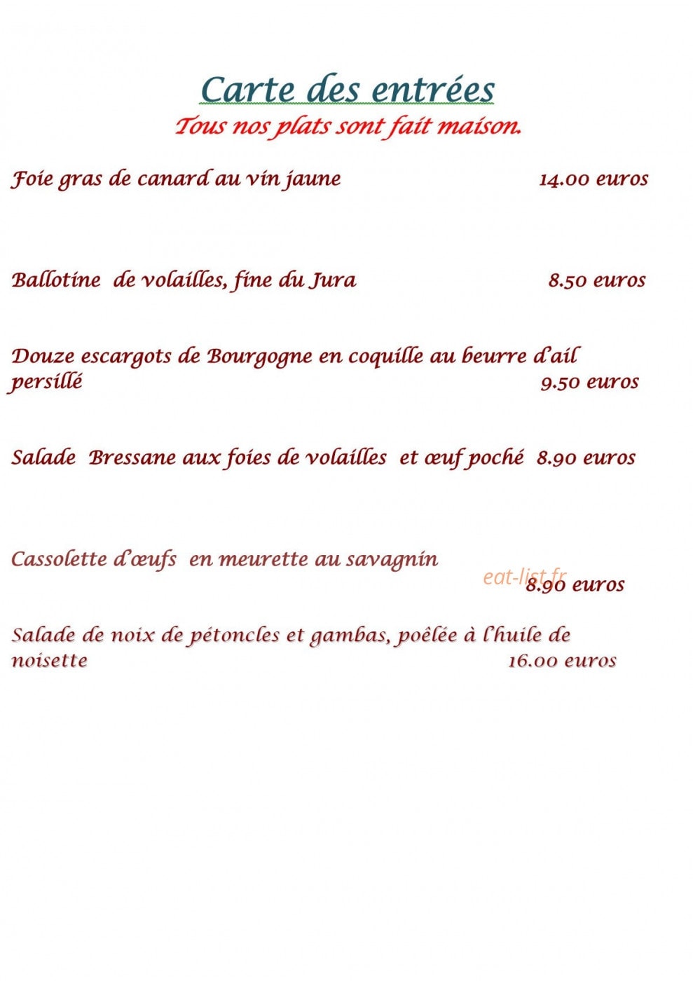 Restaurant De La Cloche — carte page 5