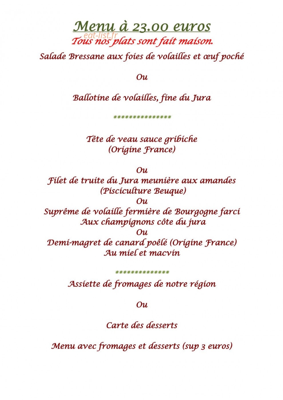 Restaurant De La Cloche — carte page 2
