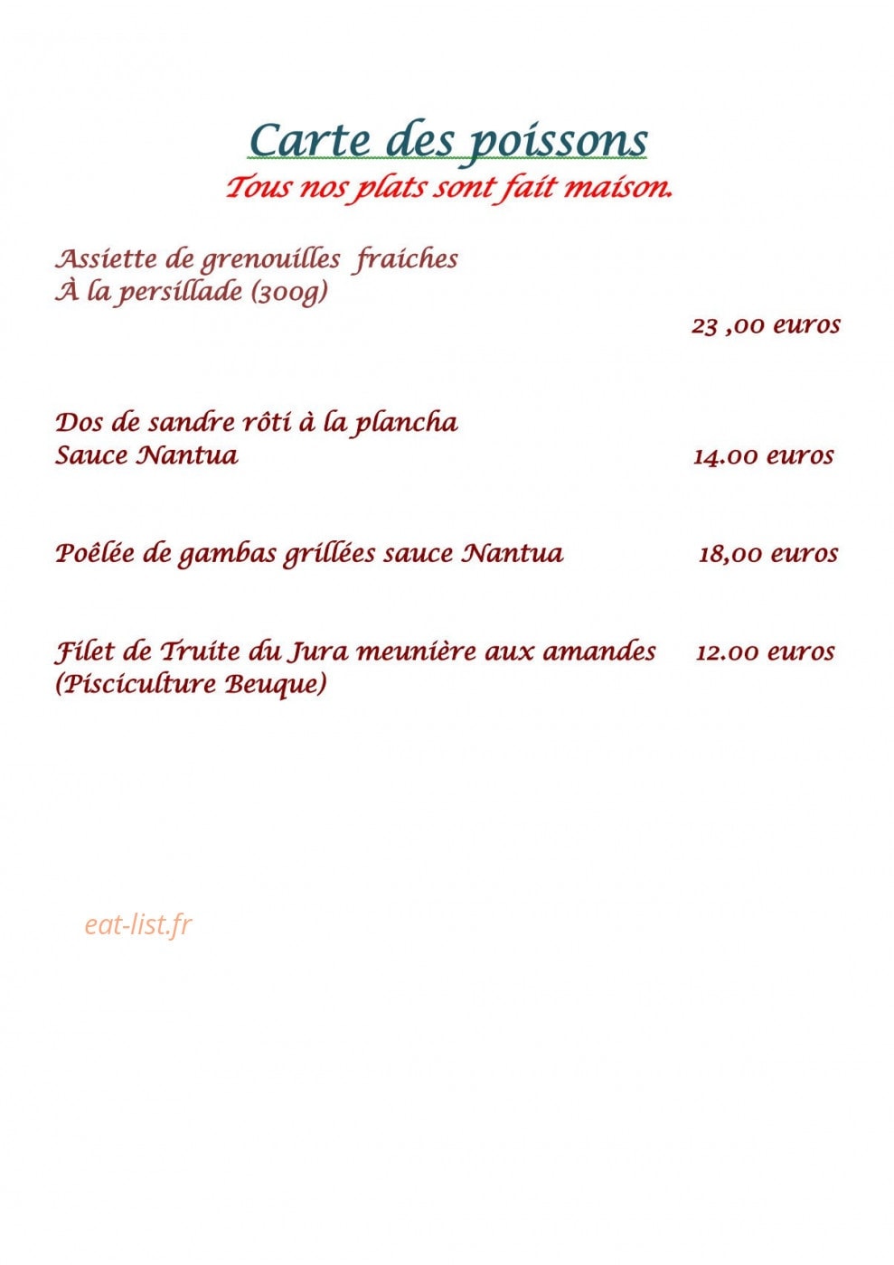 Restaurant De La Cloche — carte page 6