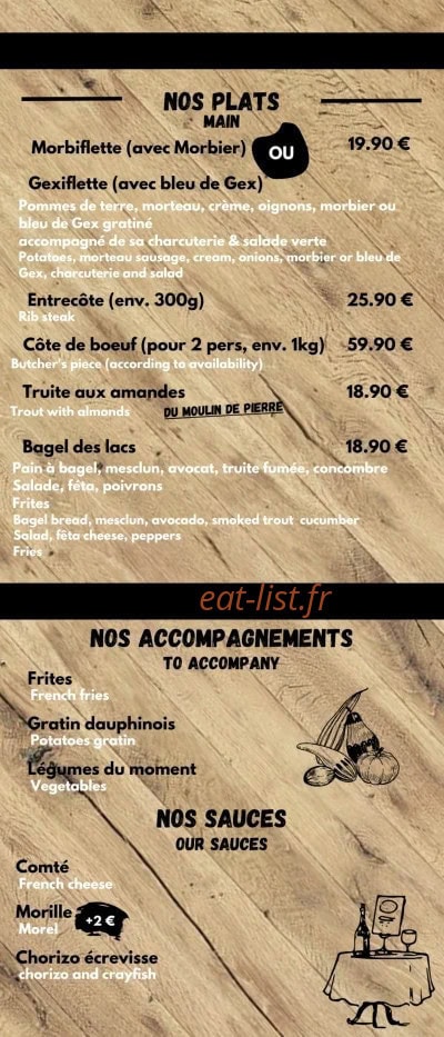 Restaurant des Lacs — carte page 3
