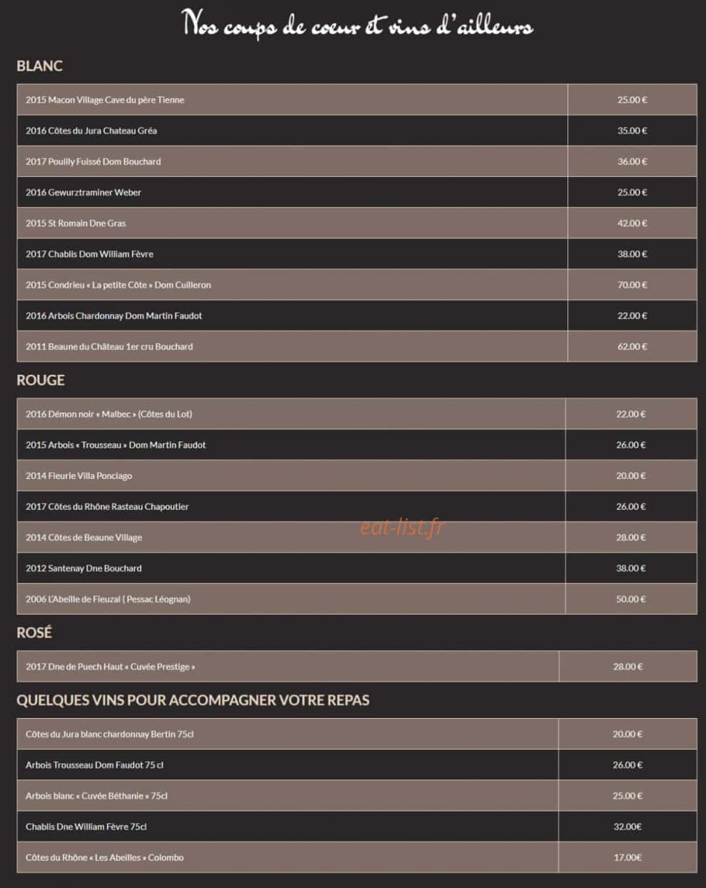 Carte et menu de Le Tour Du Lac à Grande Riviere — Les coups de cœur