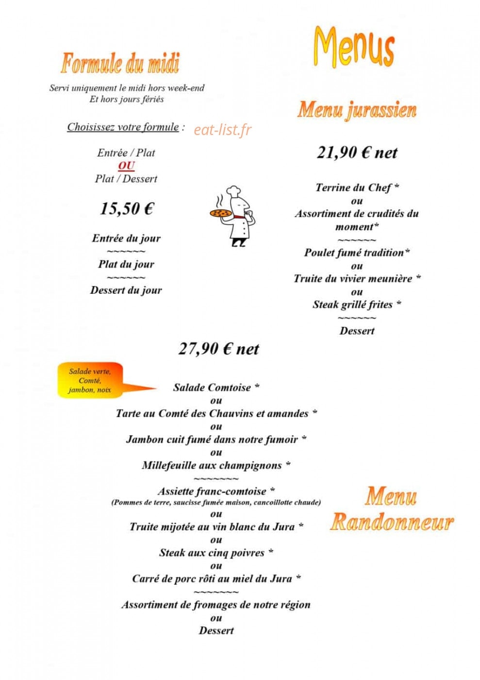 Auberge du Herisson — carte page 5