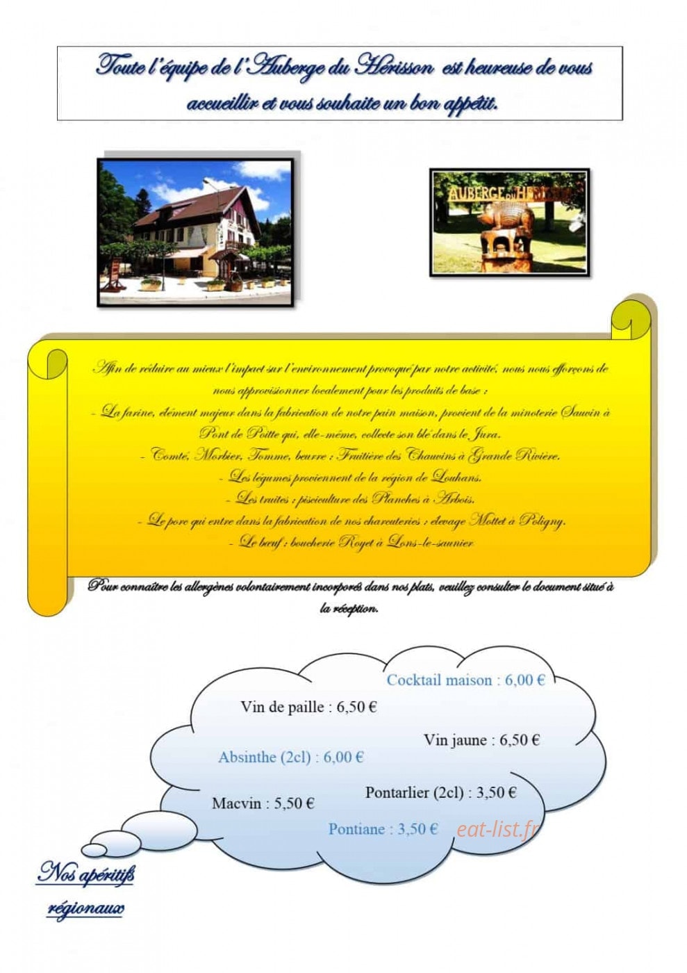 Auberge du Herisson — carte page 4