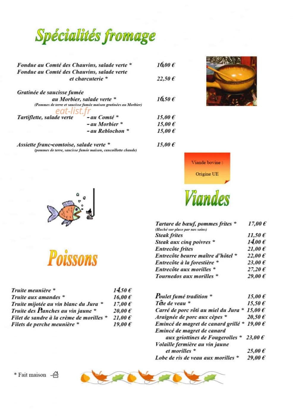 Auberge du Herisson — carte page 2