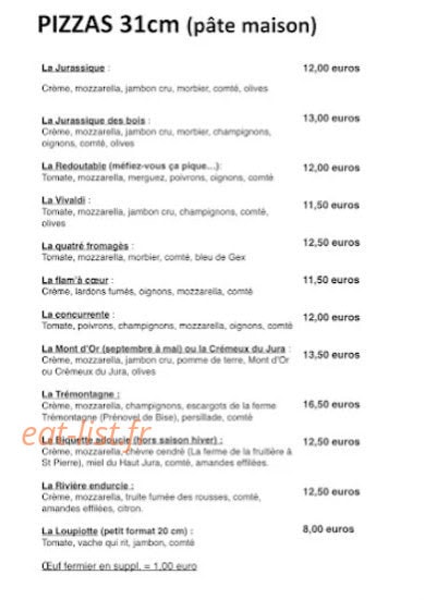 Jurassic burger et pizza — carte page 1