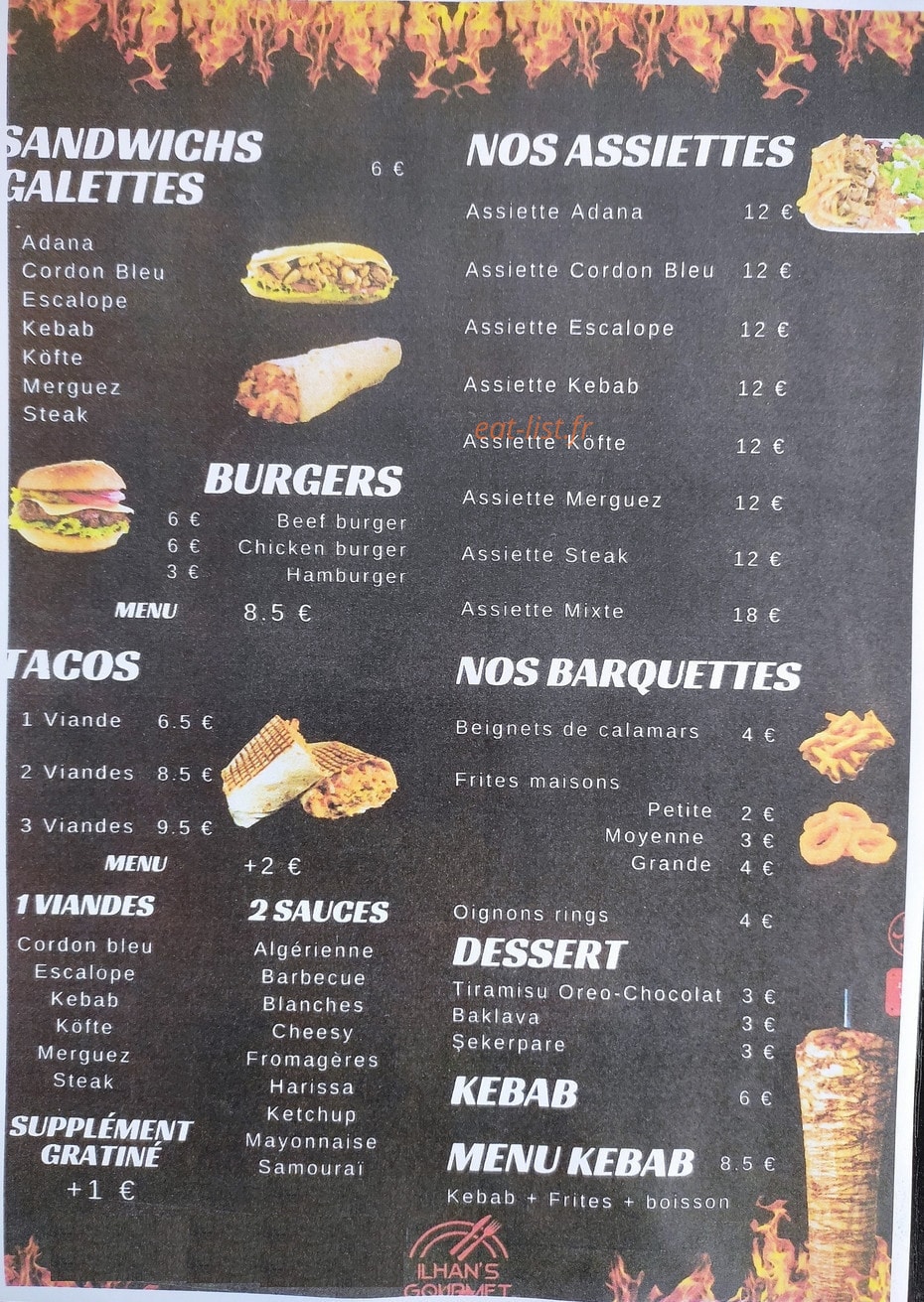 Ilhan’s gourmet — carte page 1