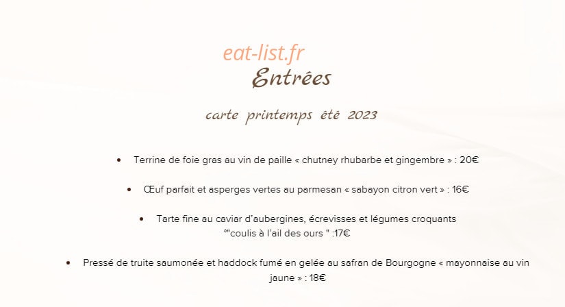 L'échappée gourmande — carte page 1