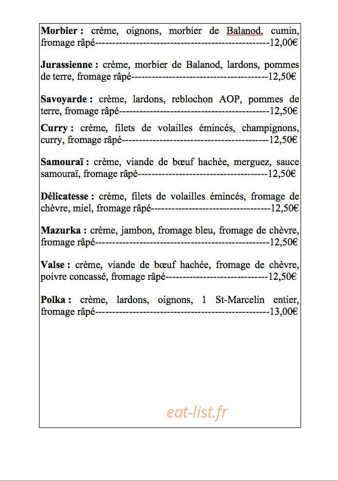 Le comptoir des pizz — carte page 2