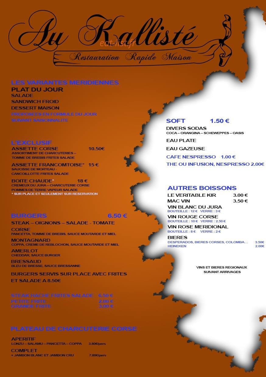Au Kallisté — carte page 2
