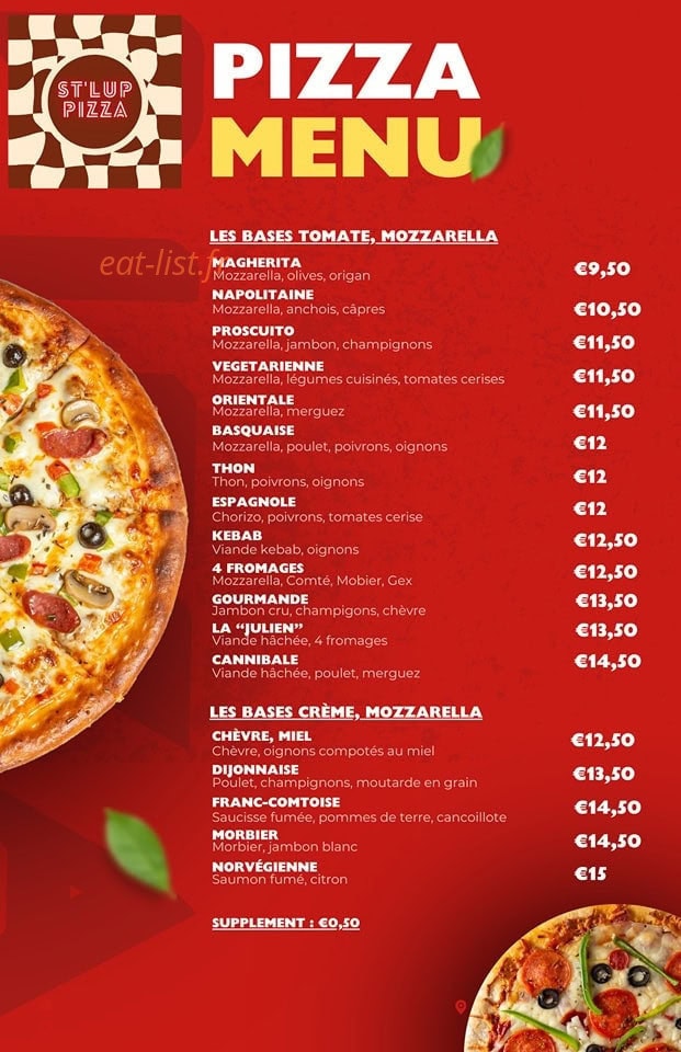 Saint Lup'Pizza — carte page 1