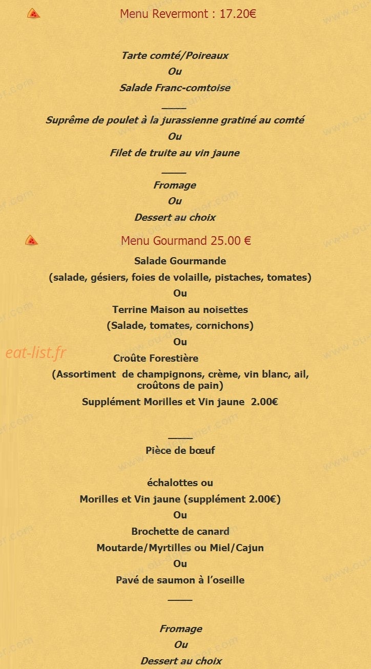 Carte et menu de La cigale et le fournil à Cousance — Les menus