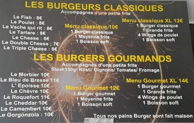Les Burgers gourmands — carte page 1
