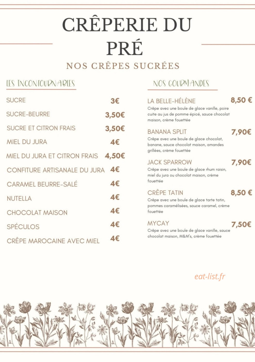 Crêperie du pré — carte page 2