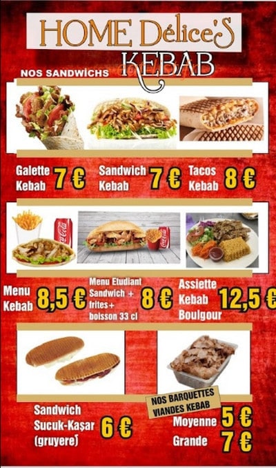 Home délice's — carte page 1
