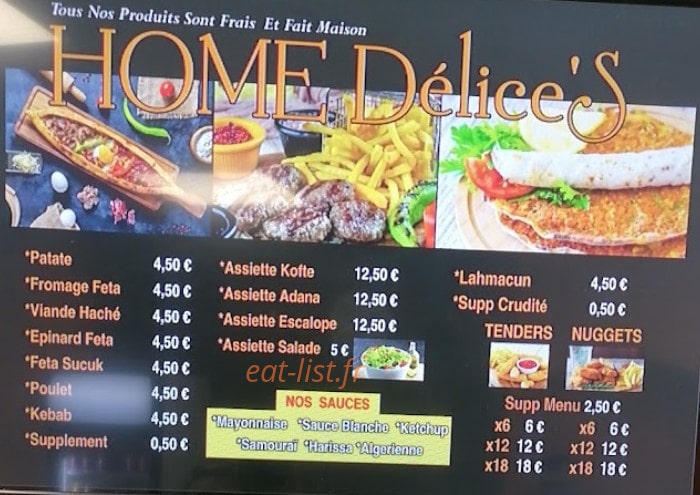 Home délice's — carte page 2