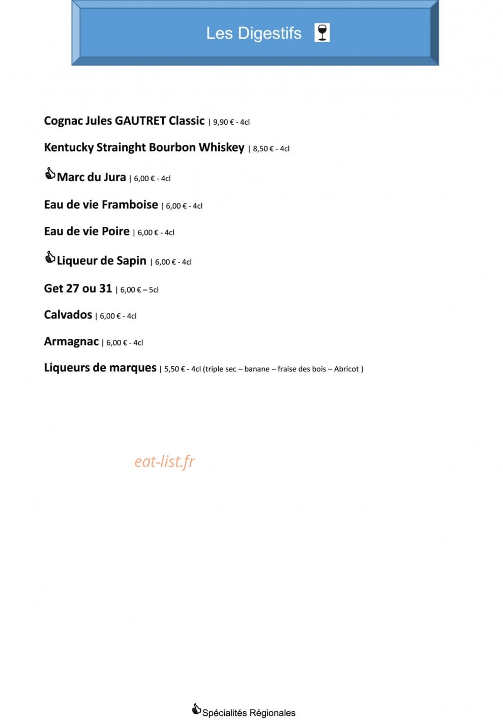 Restaurant le Loft — carte page 10