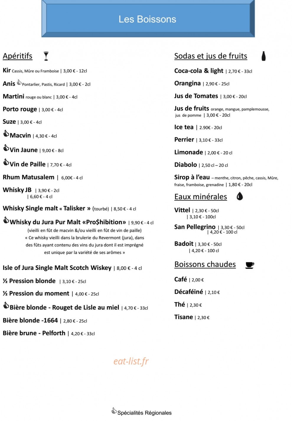 Restaurant le Loft — carte page 2
