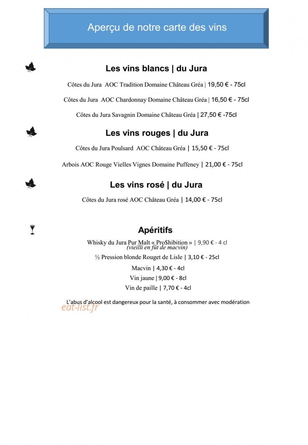 Restaurant le Loft — carte page 9
