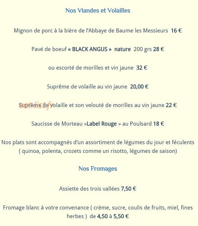 Restaurant Des Grottes — carte page 2
