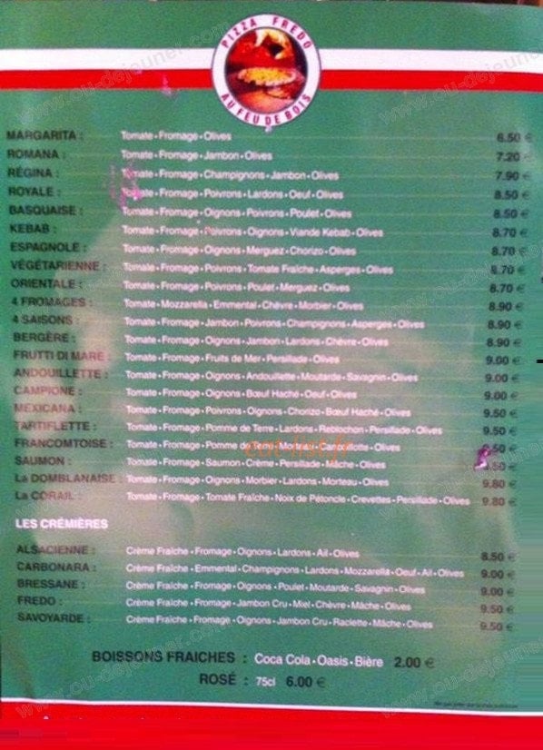 Le Bistrot Jurassien — carte page 1