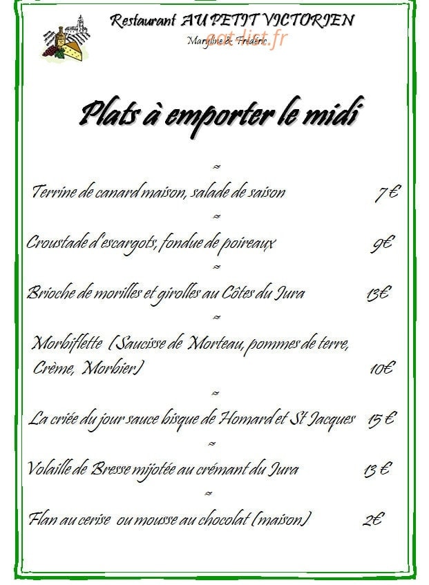 Au Petit Victorien — carte page 1