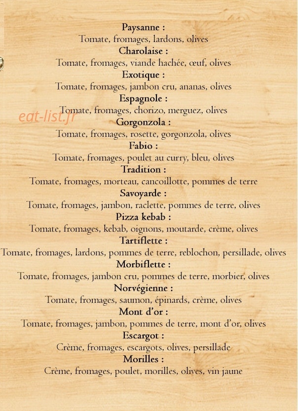 Pizzeria Fabio — carte page 2