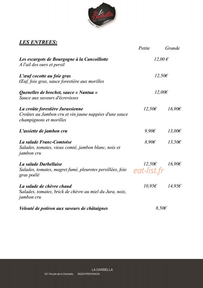 La Darbella — carte page 1