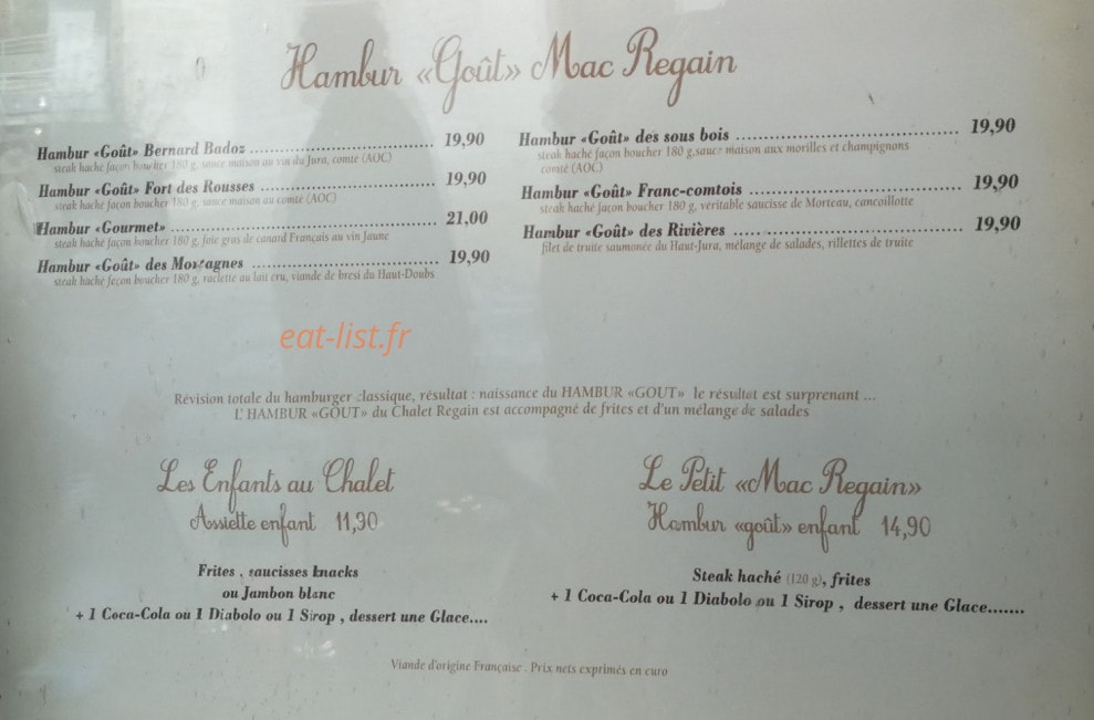 Chalet Regain — carte page 1