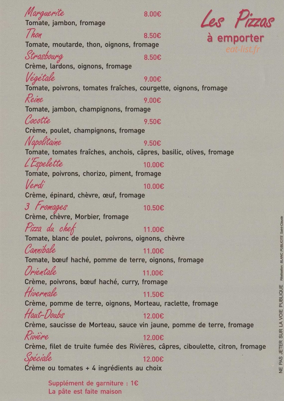 La Pastoria — carte page 2