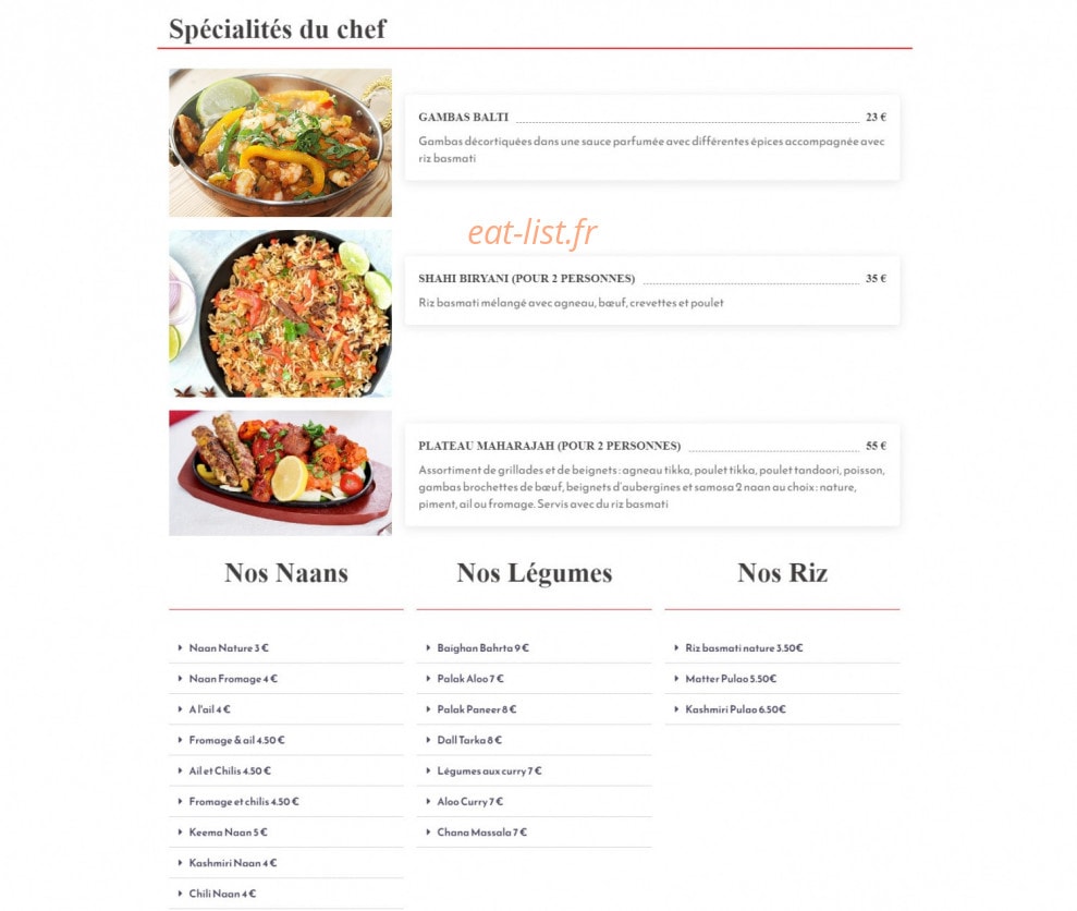 Le Jaipur — carte page 5