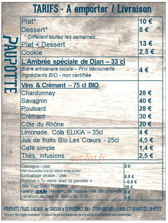 Chez Paupotte — carte page 1