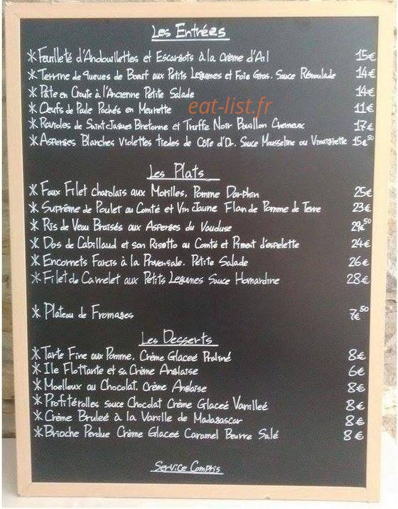 Le Bistrot de la Mère Simone — carte page 2