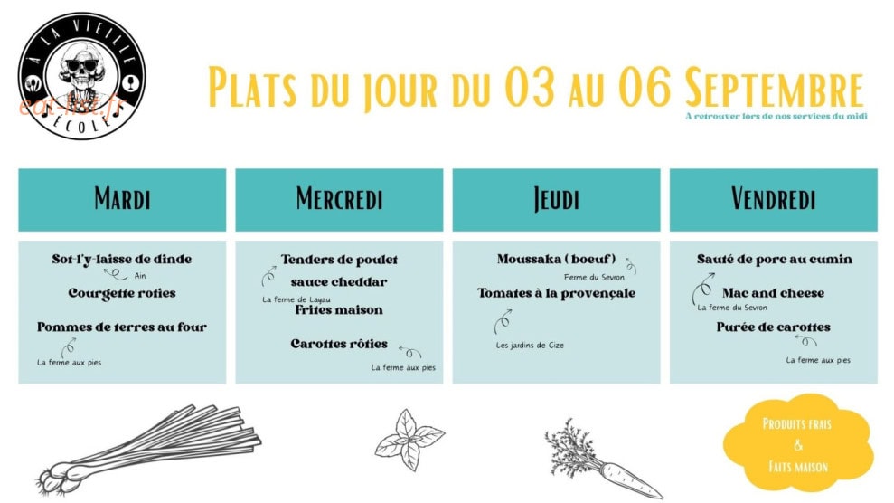 A la Vieille Ecole — carte page 1