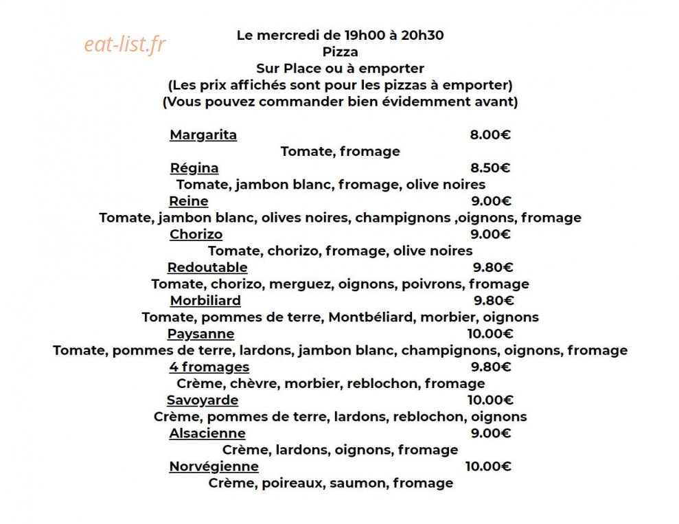 Auberge de Thoire — carte page 1