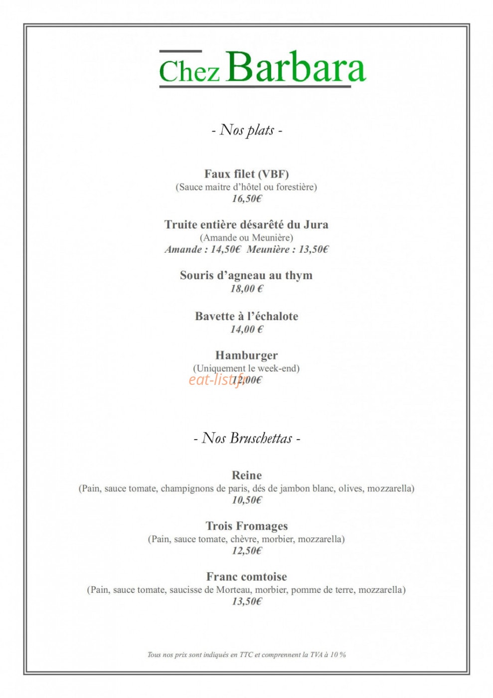 Chez Barbara — carte page 2