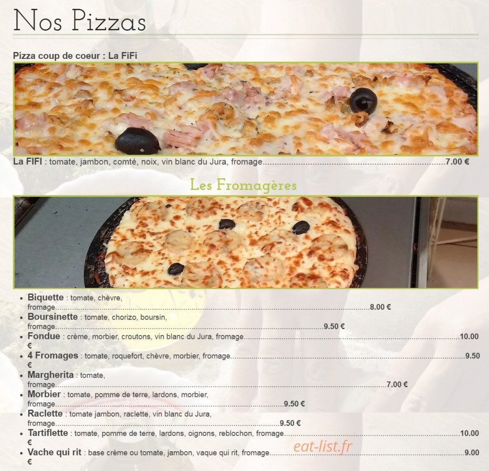 Pizza Fifi — carte page 1